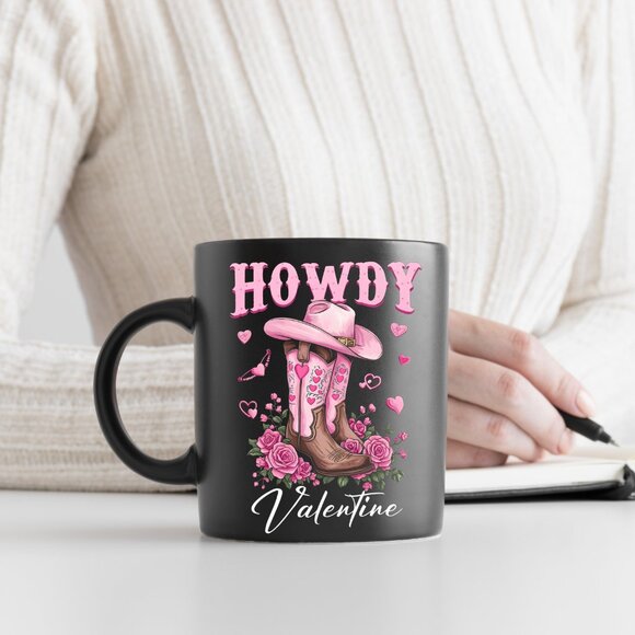 🤠 Howdy Valentine Mug - Western Cowboy Boots, Love Hearts, Retro Valentine - Picture 3 of 4
